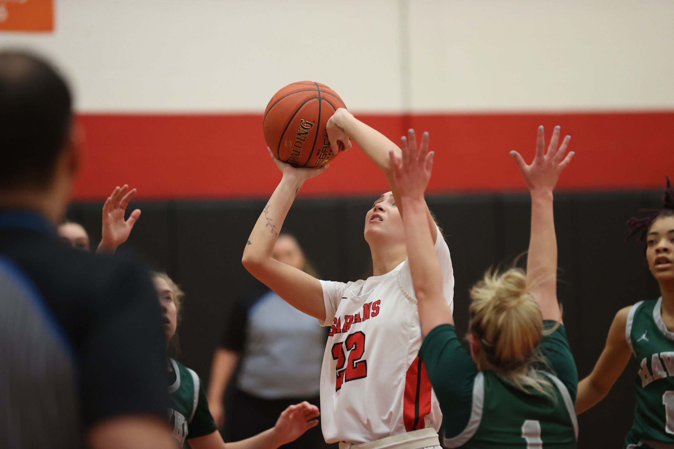 Haley Mosch led the Spartans with 12 points and five steals in a loss to OCC on Saturday.