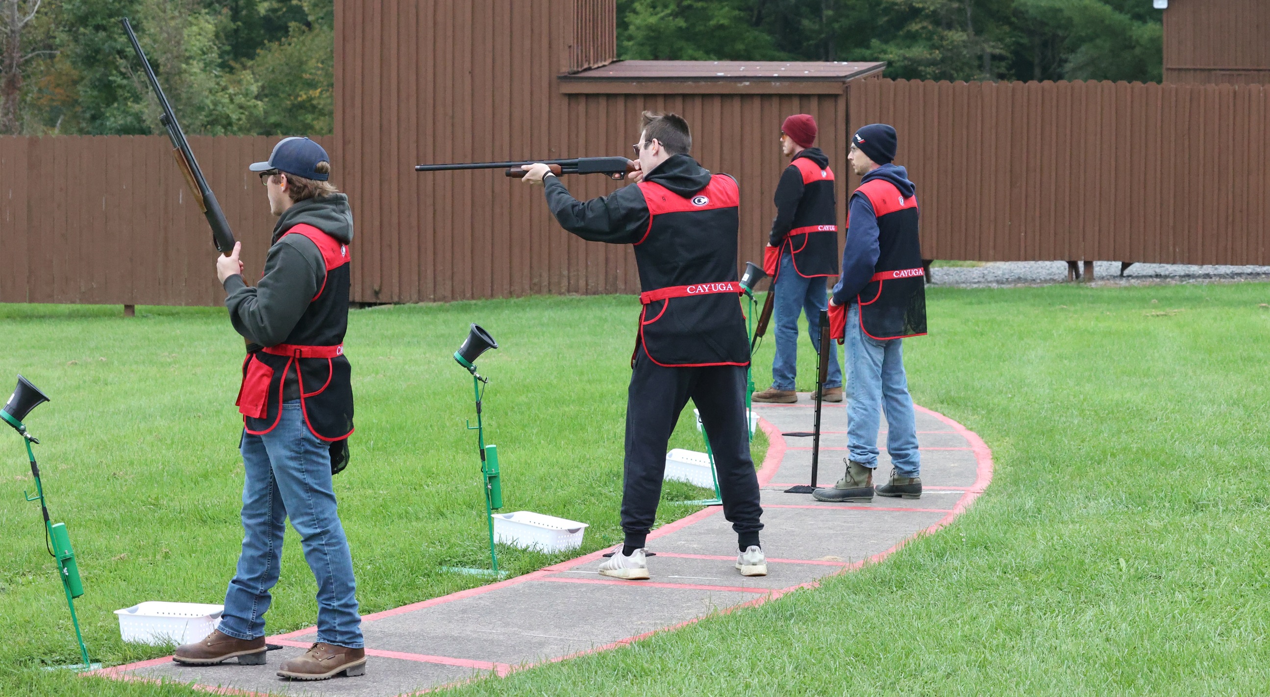 Cayuga's Clay Target team competes earlier this season. Half of the team posted season-best scores on Sunday.